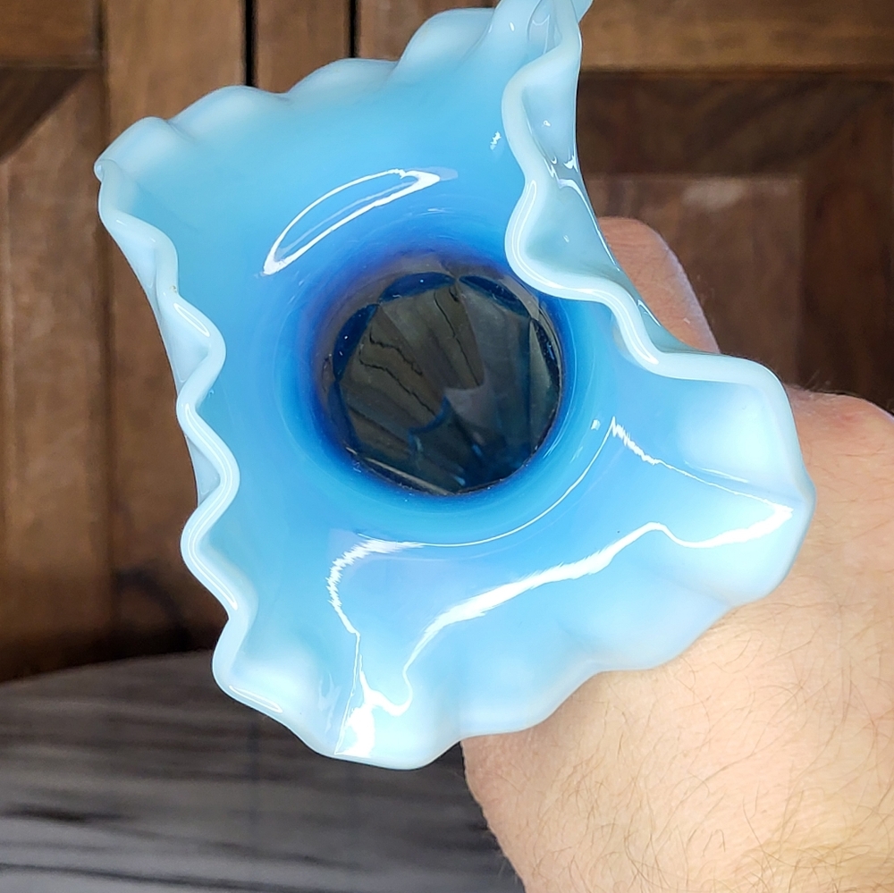Antique Blue Glass Vase - Picture 11 of 14